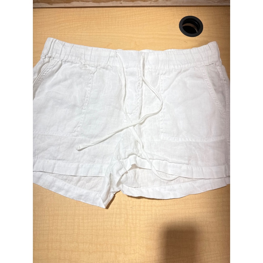 Caslon White Linen Drawstring Shorts Womens Size Medium Elastic Waist Summer